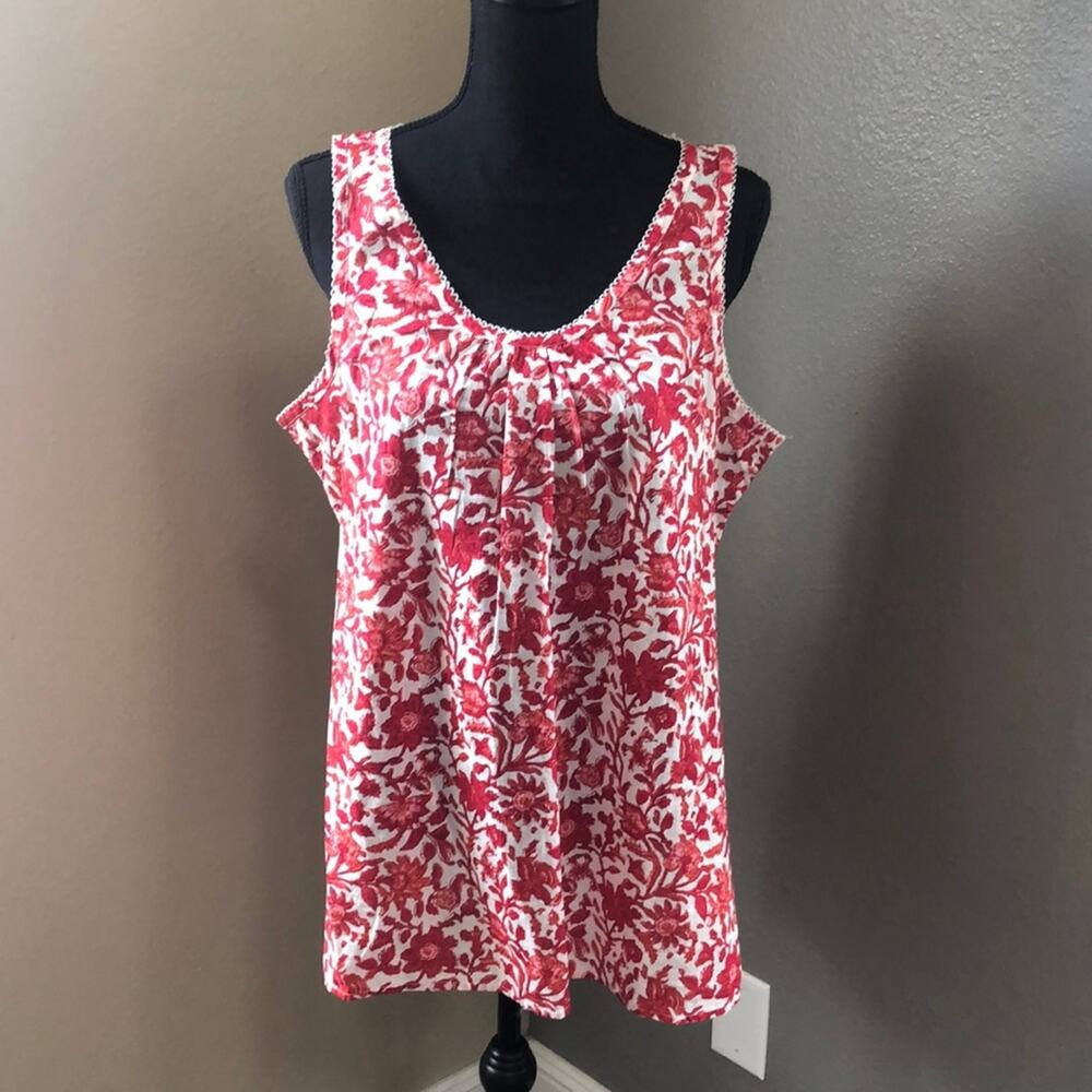 J.Jill petite red and white print tank top